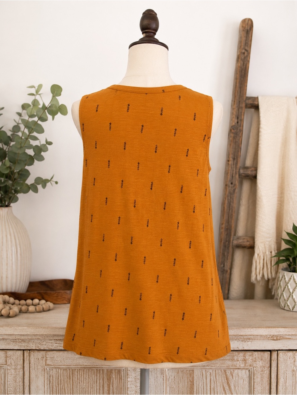 🌾 Sonoma Mustard Boho Tassel Tank | Cottagecore | Fall Earthy Vibes | Size L - Picture 3 of 8